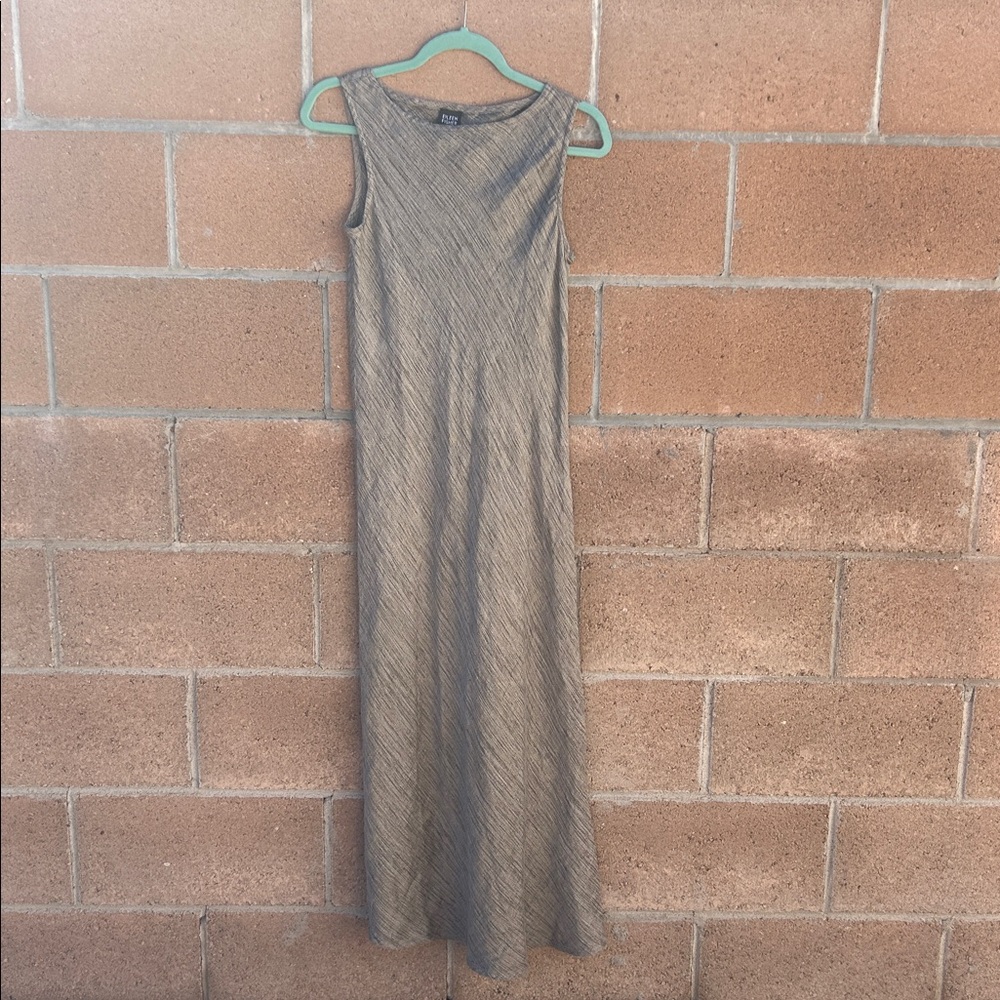 Eileen Fisher grey linen Cotten maxi dress Size small - Picture 2 of 9